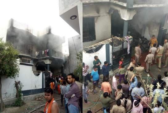 अग्निकांड ! चूल्हा गोदाम में लगी आग में पति,पत्नी व मासूम बेटी सहित पांच की मौत