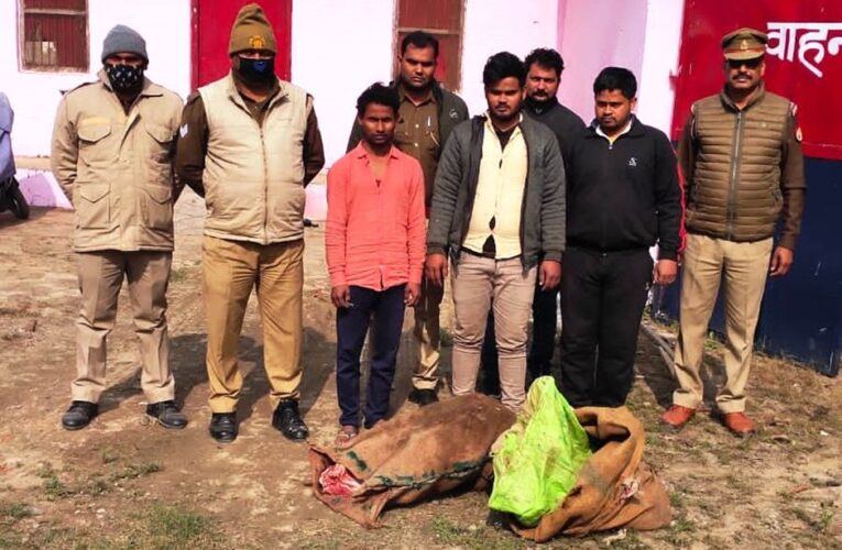 गो मांस के साथ तीन अभियुक्त गिरफ्तार